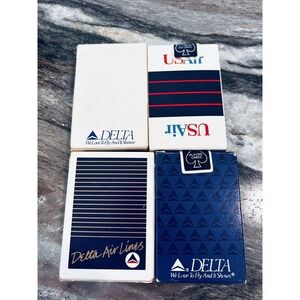 Vintage‎ Airline Playing Cards Lot of 4, 2 Sealed USAir & Delta Air Lines